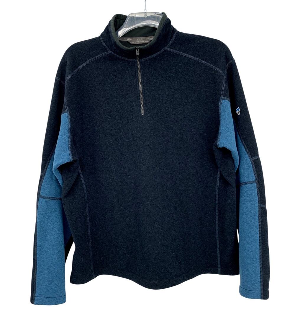 Kuhl Revel 1/4 Zip Pullover Fleece Sweater Men’s XXL Black/Blue Outdoor Hiking